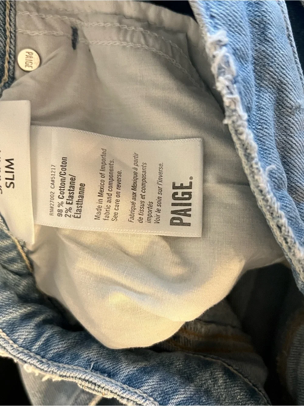 PAIGE Light Blue Ripped Skinny Women's Jeans Slim Fit